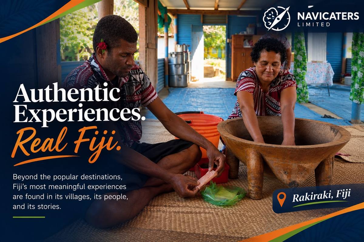Authentic Experiences. Real Fiji. — A traditional kava (sevusevu) preparation in Rakiraki, Fiji. Navicaters Limited.